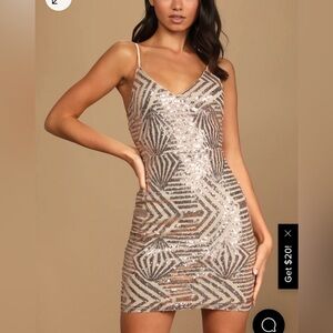 Lulus Rose Gold Sequin Tie-Back Mini Dress